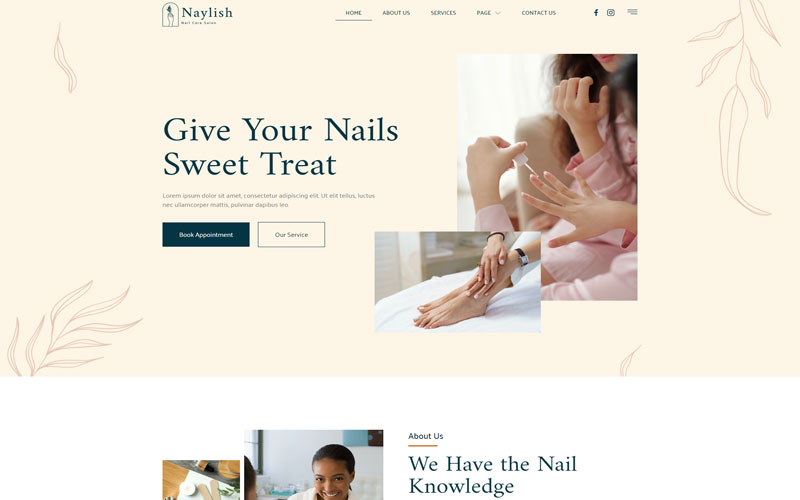 Mẫu thiết kế web tiệm nail thu hút